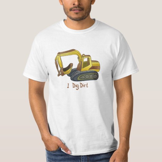 Een kraan graaft vuil t-shirt (Voorkant)