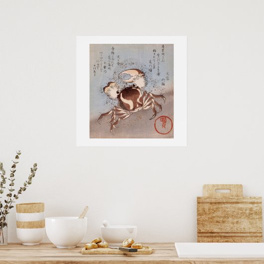 Een krab op de kust poster (Keuken)