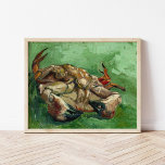 Een krab op zijn rug | Vincent van Gogh Poster<br><div class="desc">Een krab op zijn rug (1888) van Vincent van Gogh is een opvallend stilleven schilderij met een krab op zijn rug, weergegeven met gedurfde, expressieve penseelstreken en een levendig kleurenpalet. De roodachtige tinten van de schaal van de krab contrasteren dramatisch met de groene en gele achtergrond, waardoor een levendige en...</div>