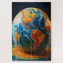 Een krachtig portret van een smeltende aarde legpuzzel