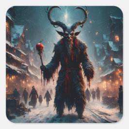 Een Krampus Kerst Horror Vierkante Sticker