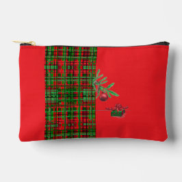 Een krans met een tak een cadeau op plaid etui