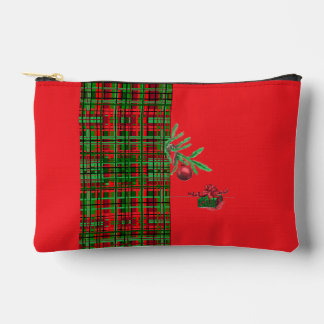 Een krans met een tak een cadeau op plaid etui