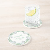 Een krans van witte rozen zandsteen onderzetter (Zijkant)