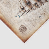 Een  krantenpapier met een zeilschip. tissuepapier (Detail)