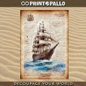 Een  krantenpapier met een zeilschip. tissuepapier