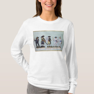 Een krantenverkoper, een burger die klaar is om te t-shirt
