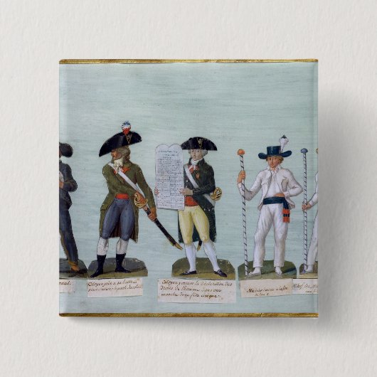 Een krantenverkoper, een burger die klaar is om te vierkante button 5,1 cm (Voorkant)