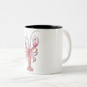 Een kreeft cup in waterverf stijl tweekleurige koffiemok (Voorkant rechts)