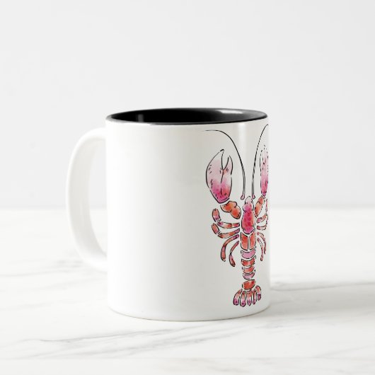 Een kreeft cup in waterverf stijl tweekleurige koffiemok (Voorkant links)