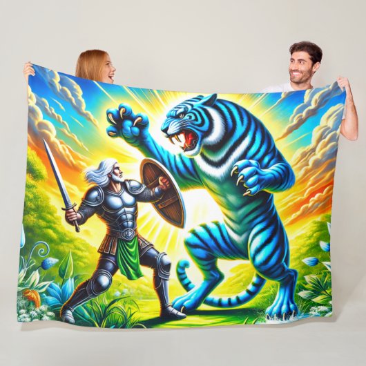 Een krijger en een tijger fleece deken (In situ)