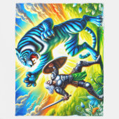 Een krijger en een tijger fleece deken (Voorkant)