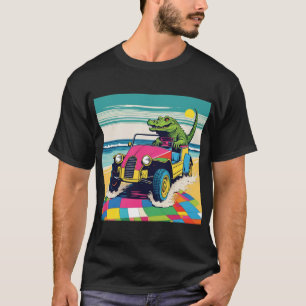 Een krokodil die een strandbuggy bestuurt t-shirt
