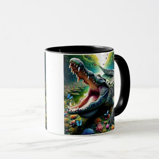 Een krokodil met open mond. mok (Voorkant rechts)