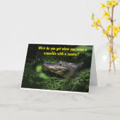 Een krokodoedel-doo en ook een gelukkige verjaarda kaart (Gele Bloem)