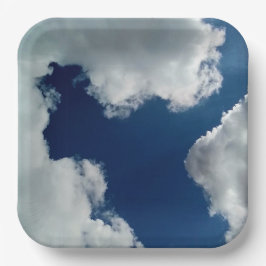 Een kromming in de wolken papieren bordje