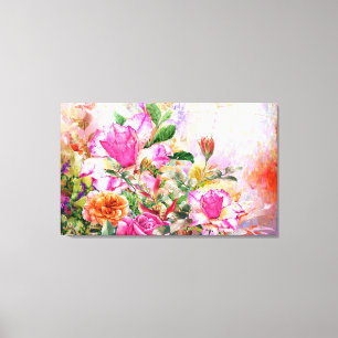 Een kronkel van bloemen muur kunst canvas afdruk