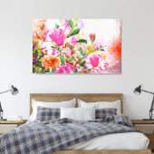 Een kronkel van bloemen muur kunst canvas afdruk (Insitu (Slaapkamer))