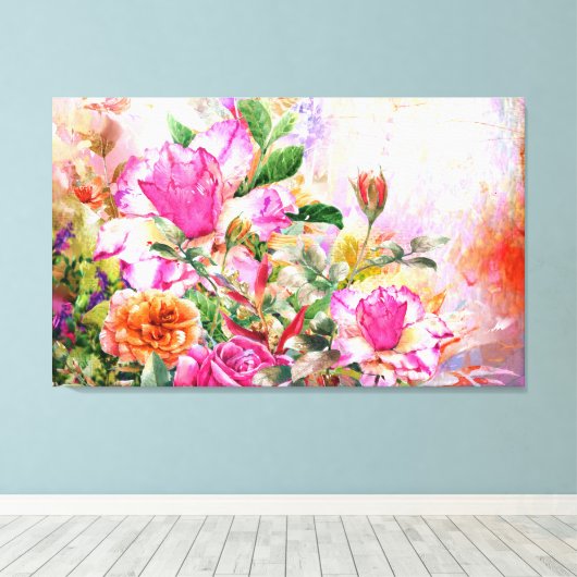Een kronkel van bloemen muur kunst canvas afdruk (Insitu (Houten vloer))