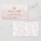 "Een kroon voor prinses" Pastel Shade Luier Raffle Informatiekaartje (Voorkant / Achterkant)