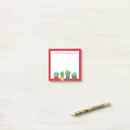 Een kruid van Cactus Post-it® Notes (Op bureau)