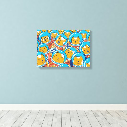 Een kruid van de catstronauts komt uit beeld canvas afdruk (Insitu (Houten vloer))