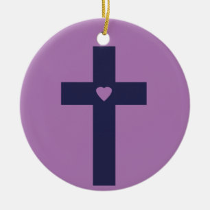 Een Kruis Met Hart Heilige Liefde Kunst Keramisch Ornament