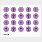 Een kruis met hart ronde sticker (Vel)