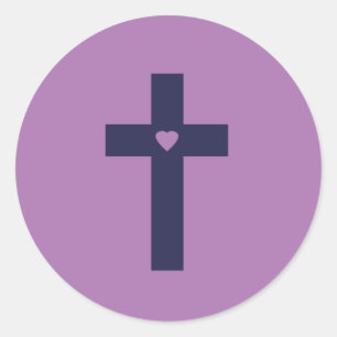 Een kruis met hart  ronde sticker