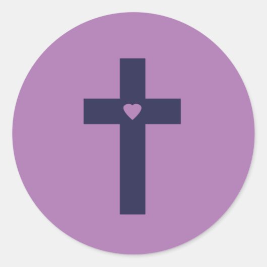 Een kruis met hart ronde sticker (Voorkant)