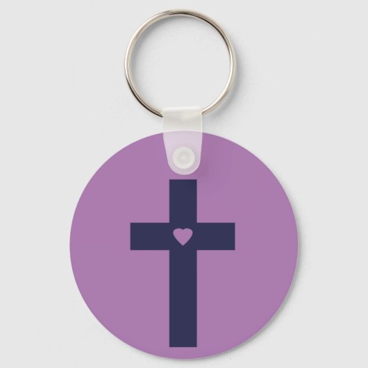 Een kruis met hart sleutelhanger (Voorkant)