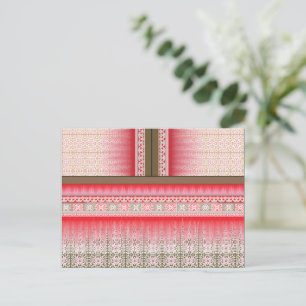 Een kruissteek patroon met een rode achtergrond briefkaart