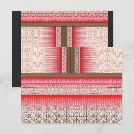 Een kruissteek patroon met een rode achtergrond briefkaart (Voorkant / Achterkant)