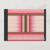 Een kruissteek patroon met een rode achtergrond briefkaart (Achterkant)