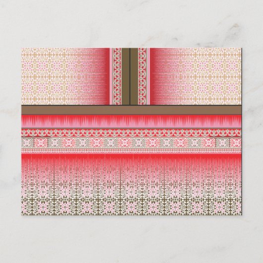 Een kruissteek patroon met een rode achtergrond briefkaart (Voorkant)