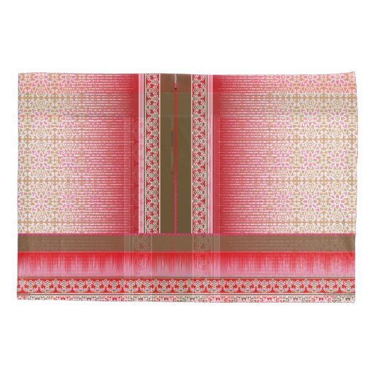 Een kruissteek patroon met een rode achtergrond kussensloop (Achterkant)