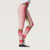 Een kruissteek patroon met een rode achtergrond leggings (Rechts)