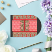 Een kruissteek patroon met een rode rand acryl uitnodigingen (Insitu (Huwelijk))