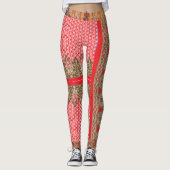 Een kruissteek patroon met een rode rand leggings (Voorkant)