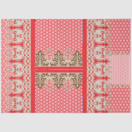 Een kruissteek patroon met een rode rand tissuepapier (Voorkant)