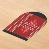 Een kruissteek patroon met rode bloemen en wijnsto acryl uitnodigingen (Laagn)