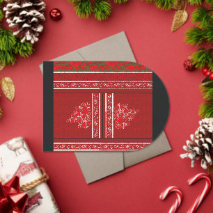 Een kruissteek patroon met rode bloemen en wijnsto acryl uitnodigingen