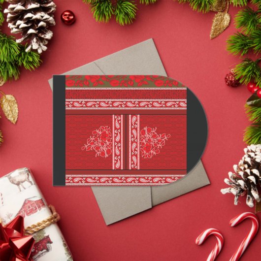 Een kruissteek patroon met rode bloemen en wijnsto acryl uitnodigingen (Insity (Feestdagen))