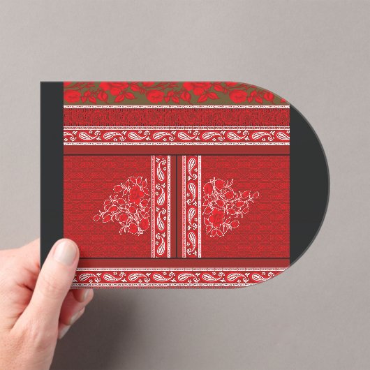 Een kruissteek patroon met rode bloemen en wijnsto acryl uitnodigingen (Insitu (Draagbaar))