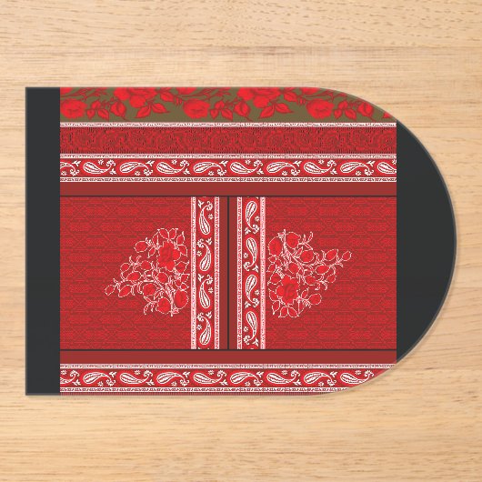 Een kruissteek patroon met rode bloemen en wijnsto acryl uitnodigingen (Voorkant)