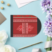 Een kruissteek patroon met rode bloemen en wijnsto acryl uitnodigingen (Insitu (Huwelijk))