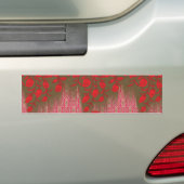 Een kruissteek patroon met rode bloemen en wijnsto bumpersticker (Op auto)