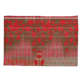 Een kruissteek patroon met rode bloemen en wijnsto kussensloop (Achterkant)