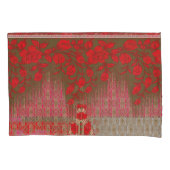 Een kruissteek patroon met rode bloemen en wijnsto kussensloop (Voorkant)