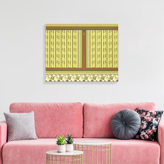 Een kruissteek patroon van een vaas met bloemen canvas afdruk (Insitu (Woonkamer))